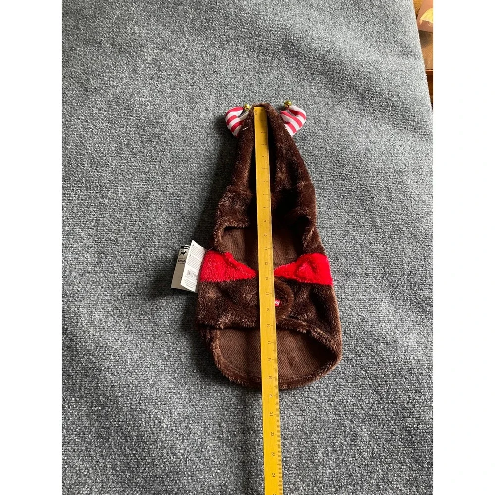 SimplyDog Reindeer Dog Hoodie Medium Brown Red Christmas Pet Costume Jingle Bell